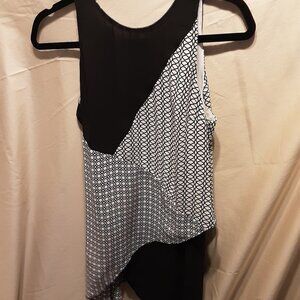 WHBM Asymmetrical Top w/Silver Beaded Neckline XS